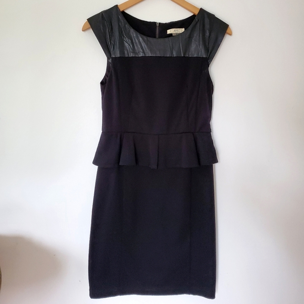 Ezra Sleeveless Faux Leather Black Peplum Dress (Medium)